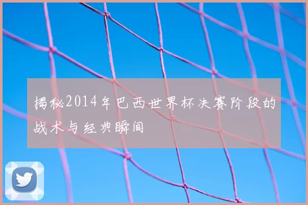揭秘2014年巴西世界杯决赛阶段的战术与经典瞬间
